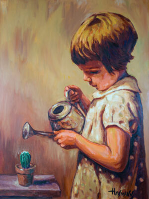 Irma original figurative oil painting on linen canvas by Marek Hausmann