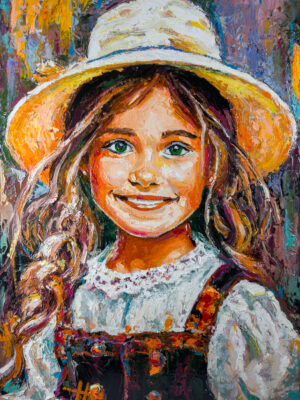 Heidi aus Tirol original figurative impasto oil painting on HPL panel by Marek Hausmann