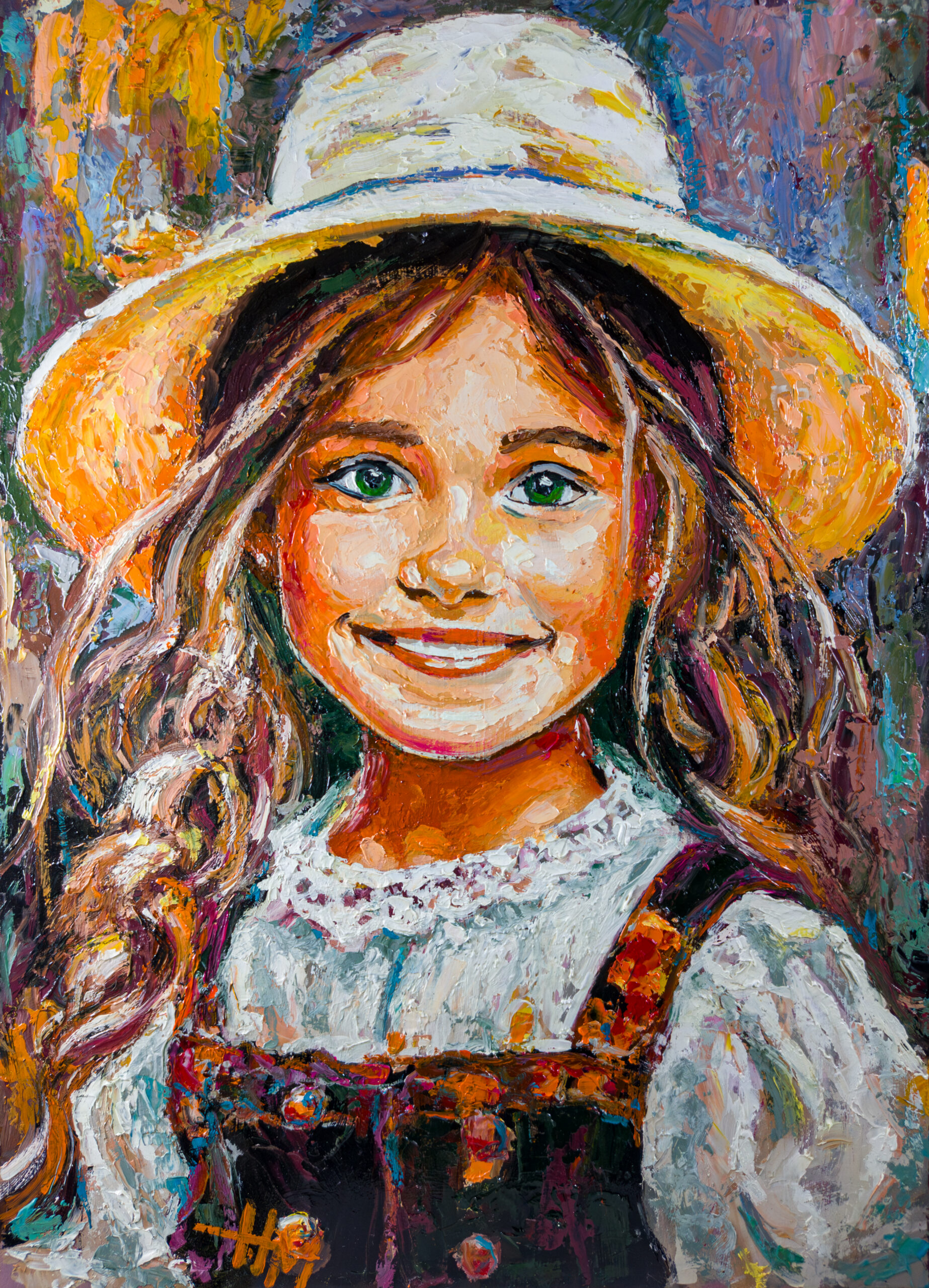 Heidi aus Tirol original figurative impasto oil painting on HPL panel by Marek Hausmann