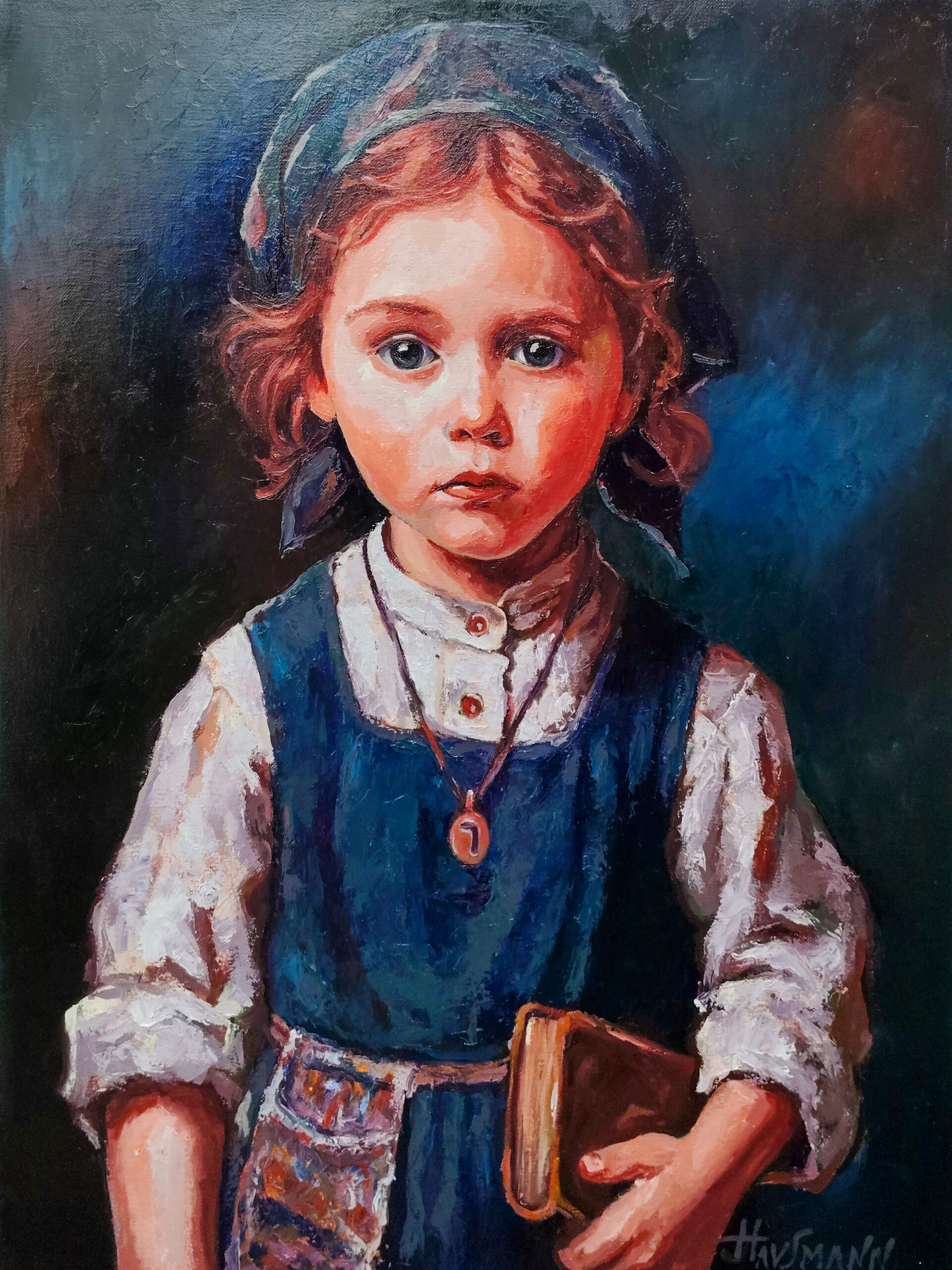 Ruth original figurative oil painting on canvas from Kaddish for Shtetl series by Marek Hausmann