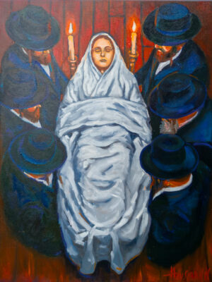 Shmira The Watch original figurative oil painting on canvas from Kaddish for Shtetl series by Marek Hausmann