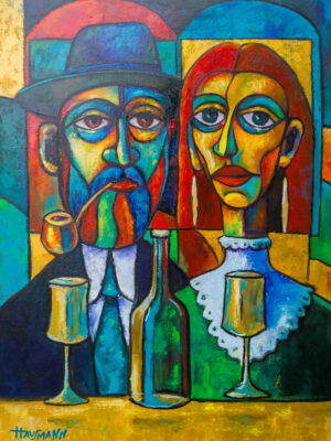 The Last Supper Tykocin original figurative oil painting on canvas from Kaddish for Shtetl series by Marek Hausmann